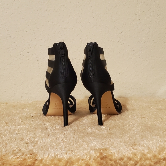 Nina Black Peep Toe Sandal Heels womens size 6.. - Picture 3 of 6